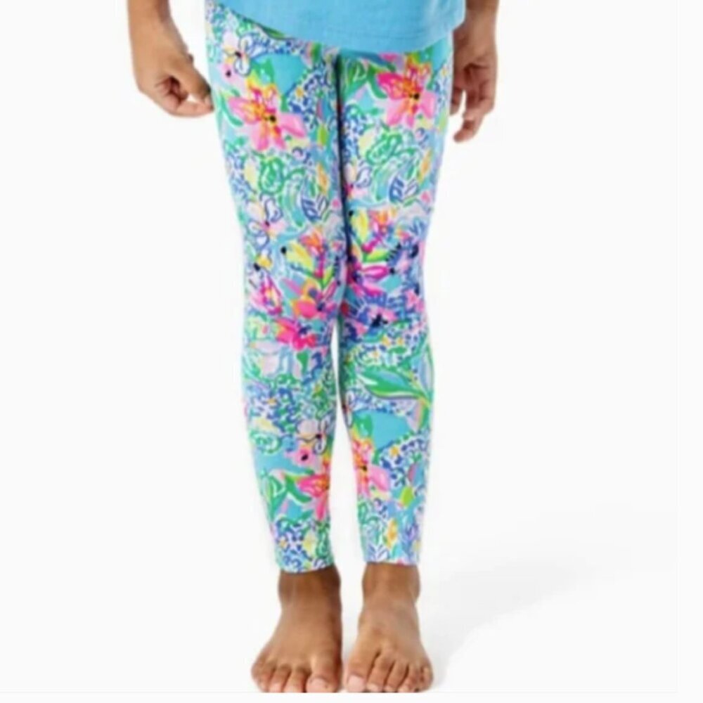 Lilly Pulitzer girls Maia blue alligator isle legging in size XL (12-14) NWT